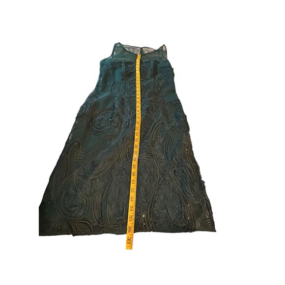 Mikael Aghal Green Sequin and Tulle Dress - Size 12 - Picture 6 of 13
